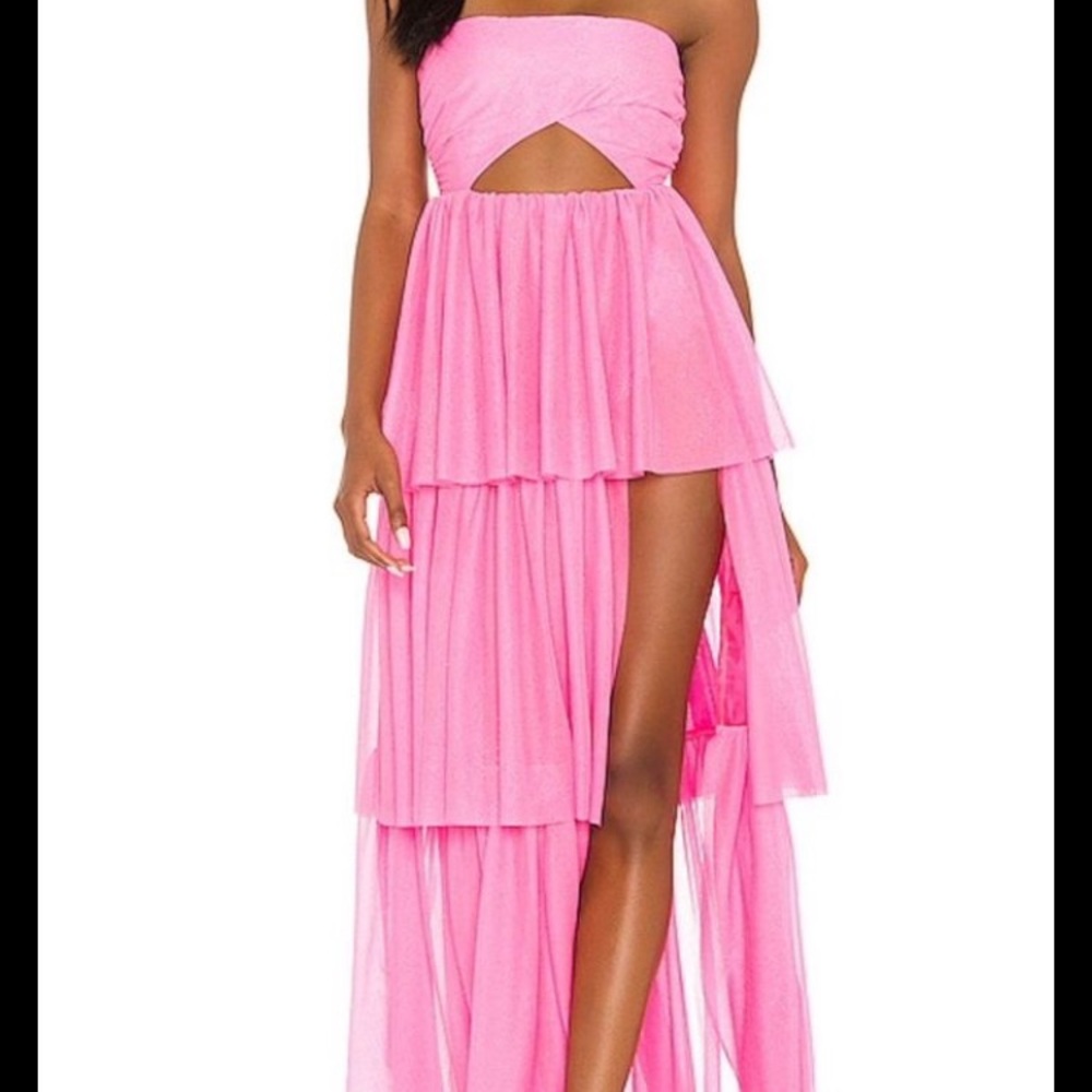 ISO revolve x for love and lemons tiered ruffled maxi dress pink